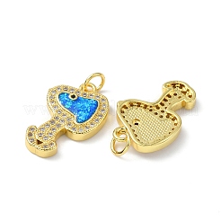 Brass Micro Pave Cubic Zirconia Pendants&nbsp;KK-A197-08G