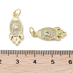 Rack Plating Rocket Brass Micro Pave Cubic Zirconia Pendants&nbsp;KK-E102-17G