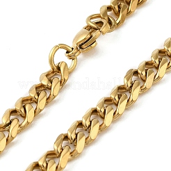 Ion Plating(IP) 304 Stainless Steel Cuban Link Chain Necklace for Men Women&nbsp;NJEW-C013-03G