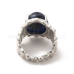 Natural Sodalite Oval Open Cuff Ring&nbsp;RJEW-P082-03P-15