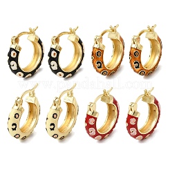 Flower Pattern Brass Enamel Hoop Earrings&nbsp;EJEW-G471-08G