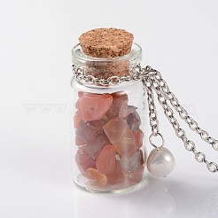 Cute Design Glass Wishing Bottle Pendant Necklaces&nbsp;NJEW-JN01090