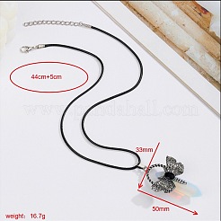 Bohemian Opalite Pointed Stainless Steel Dragonfly Pendant Black PU Leather Necklaces&nbsp;LW6425-7