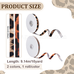 2 Rolls 2 Colors Leopard Print Velvet Ribbons&nbsp;SRIB-PH0001-73