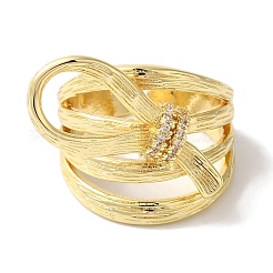 Bowknot Brass Micro Pave Clear Cubic Zirconia Wide Open Cuff Rings for Women&nbsp;RJEW-C098-29G