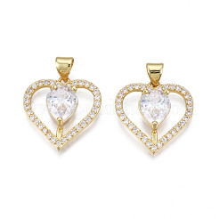 Brass Micro Pave Clear Cubic Zirconia Pendants&nbsp;ZIRC-N039-210