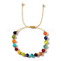Pride Month Rainbow Heart Resin & Brass Beads Braided Bead Bracelets for Women&nbsp;KI7192