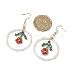 Flower Glass Seed Beads Dangle Earrings&nbsp;EJEW-MZ00148-02