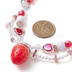 Resin Strawberry Pendant Necklace&nbsp;NJEW-JN04481-01