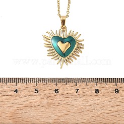 304 Stainless Steel Enamel Teal Pendant Necklaces for Women&nbsp;NJEW-C118-01A-G