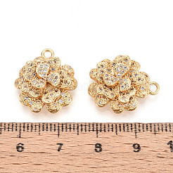 Brass Micro Pave Clear Cubic Zirconia Pendants&nbsp;KK-T077-33G