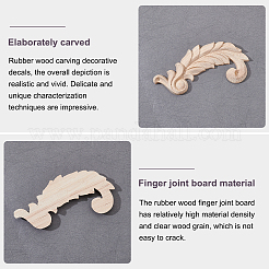 4Pcs Feather Rubber Wooden Carved Decor Applique&nbsp;WOOD-FH0001-83