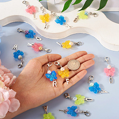 Butterfly Luminous Acrylic & Letter A~Z Tibetan Style Alloy Pendant Decorations&nbsp;HJEW-TAC0020