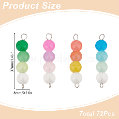72Pcs 4 Colors Baking Paint Imitation Jade Glass Connector Charms&nbsp;PALLOY-GO00032