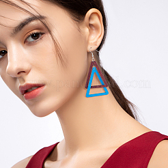 8 Pairs 8 Colors Wood Double Triangle Dangle Earrings with Iron Pins&nbsp;EJEW-AN0004-46