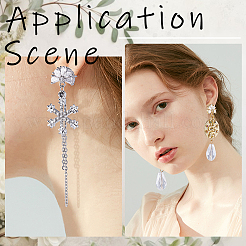 12Pcs 2 Color Brass Pave Clear Cubic Zirconia Flower Stud Earring Findings&nbsp;DIY-CN0002-80