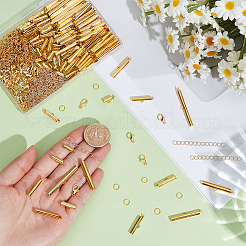 140Pcs 7 Styles Iron Slide On End Clasp Tubes&nbsp;DIY-CN0001-09G