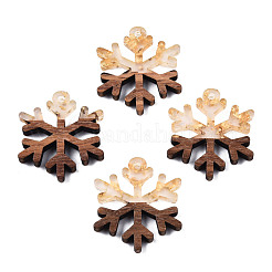 Christmas Theme Transparent Resin & Walnut Wood Pendants&nbsp;RESI-N025-033-A01