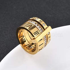 304 Stainless Steel Cubic Zirconia Finger Rings for Women Men&nbsp;RJEW-F189-06G