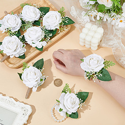 8Pcs 2 Styles Silk Artificial Flower Wrist Corsage & Boutonniere Sets&nbsp;AJEW-CL0001-57