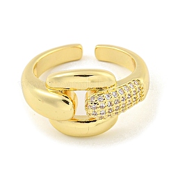 Brass Micro Pave Cubic Zirconia Open Cuff Ring&nbsp;AJEW-U003-06G