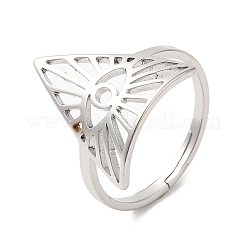 Non-Tarnish 304 Stainless Steel Triangle with Horse Eye Adjustable Ring for Women&nbsp;RJEW-M149-10P
