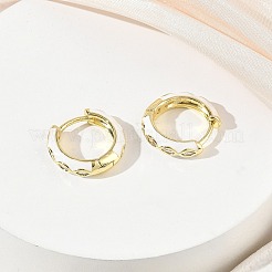 Brass Micro Pave Cubic Zirconia Hoop Earrings&nbsp;KK-CBA081F-04G-C