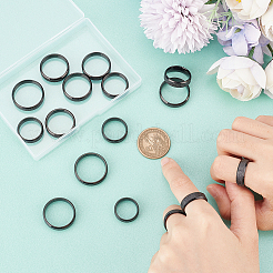 16Pcs 8 Size 201 Stainless Steel Textured Plain Band Rings Set for Women&nbsp;RJEW-UN0002-77EB
