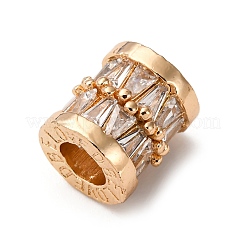 Brass Micro Pave Clear Cubic Zirconia European Beads&nbsp;KK-D378-23G
