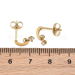 304 Stainless Steel Pave Single Cubic Zirconia Stud Earrings for Women&nbsp;SA-CBAB549-05G
