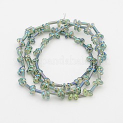 2 Hole Electroplate Glass Oval Bead Strands&nbsp;EGLA-J074-FR02