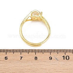 Brass Micro Pave Cubic Zirconia Cuff Rings for Women&nbsp;RJEW-Z113-39G