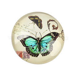 Butterfly Printed Glass Half Round/Dome Cabochons&nbsp;GGLA-N004-12mm-C