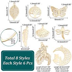 48Pcs 8 Style Rack Plating 201 & 304 Stainless Steel Filigree Pendants&nbsp;STAS-HY0001-33