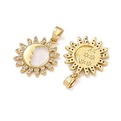 Brass Micro Pave Clear Cubic Zirconia Pendants&nbsp;CU-T001-09G-A