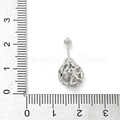 Hollow Round Brass Micro Pave Cubic Zirconia Pendants&nbsp;KK-H080-01P