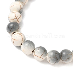 Baking Paint Synthetic Turquoise Round & Tortoise Beads Stretch Bracelets for Men Women&nbsp;BJEW-JB12340-02