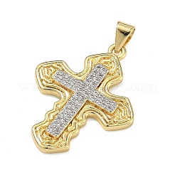 Brass Micro Pave Clear Cubic Zirconia Pendants&nbsp;KK-A293-16C-G