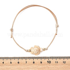 4Pcs 4 Colors Ocean Dyed Synthetic Turquoise Sea Turtle Beaded Adjustable Waxed Polyester Cord Bracelets for Women&nbsp;BJEW-JB14243-02