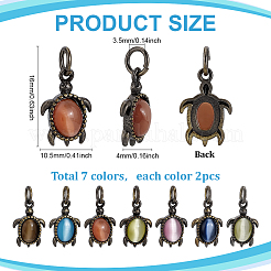 14Pcs 7 Colors Brass Pendants&nbsp;KK-PH0013-73