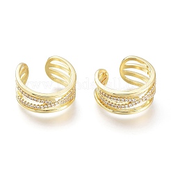 Brass Micro Pave Clear Cubic Zirconia Cuff Rings&nbsp;RJEW-I073-17G