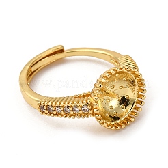 Round Brass Micro Pave Clear Cubic Zirconia Adjustable Ring Settings&nbsp;KK-D378-35G