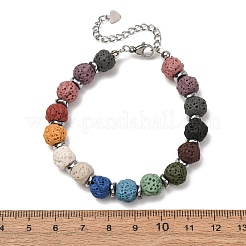Chakra Dyed Round Natural Lava Rock Beaded Bracelets&nbsp;GG-CBA922D-03
