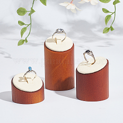 3Pcs 3 Sizes Wood & Microfiber Jewelry Ring Display Riser Stands&nbsp;RDIS-WH0006-32