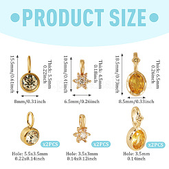 4pcs 2 Styles Cubic Zirconia Charm with 2pcs Stainless Steel Rhinestone Charm&nbsp;ZIRC-TA0001-35