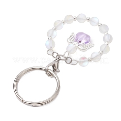 Alloy & Glass & Synthetic Moonstone Keychain&nbsp;KEYC-JKC01030