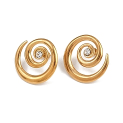 304 Stainless Steel Rhinestone Vortex Spiral Stud Earrings&nbsp;LS-EJEW-K314-01G