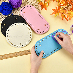 4Pcs 2 Style Flat Round & Oval PU Leather Knitting Crochet Bags Nail Bottom Shaper Pad&nbsp;DIY-PH0003-56