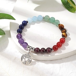 Chakra Gemstone Beaded Stretch Bracelets&nbsp;BJEW-JB10204-01