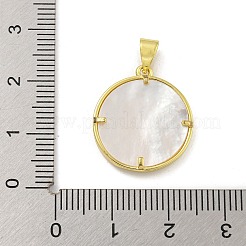 Rack Plating Brass Pave Natural Shell Pendants&nbsp;KK-G513-29G